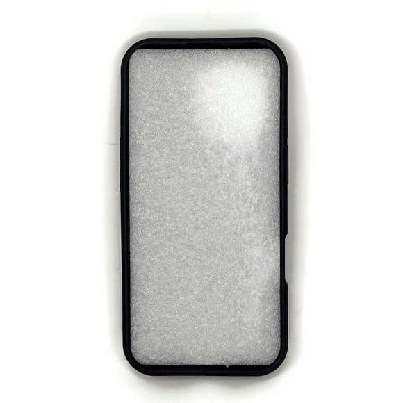 Black Faux Leather IPhone 16 Pro Case with Wallet Card Holder - Picture 3 of 8